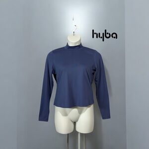 NEW, HYBA, Long Sleeve Blue Top, Mock Neck, Size Large 🏃‍♀️‍➡️